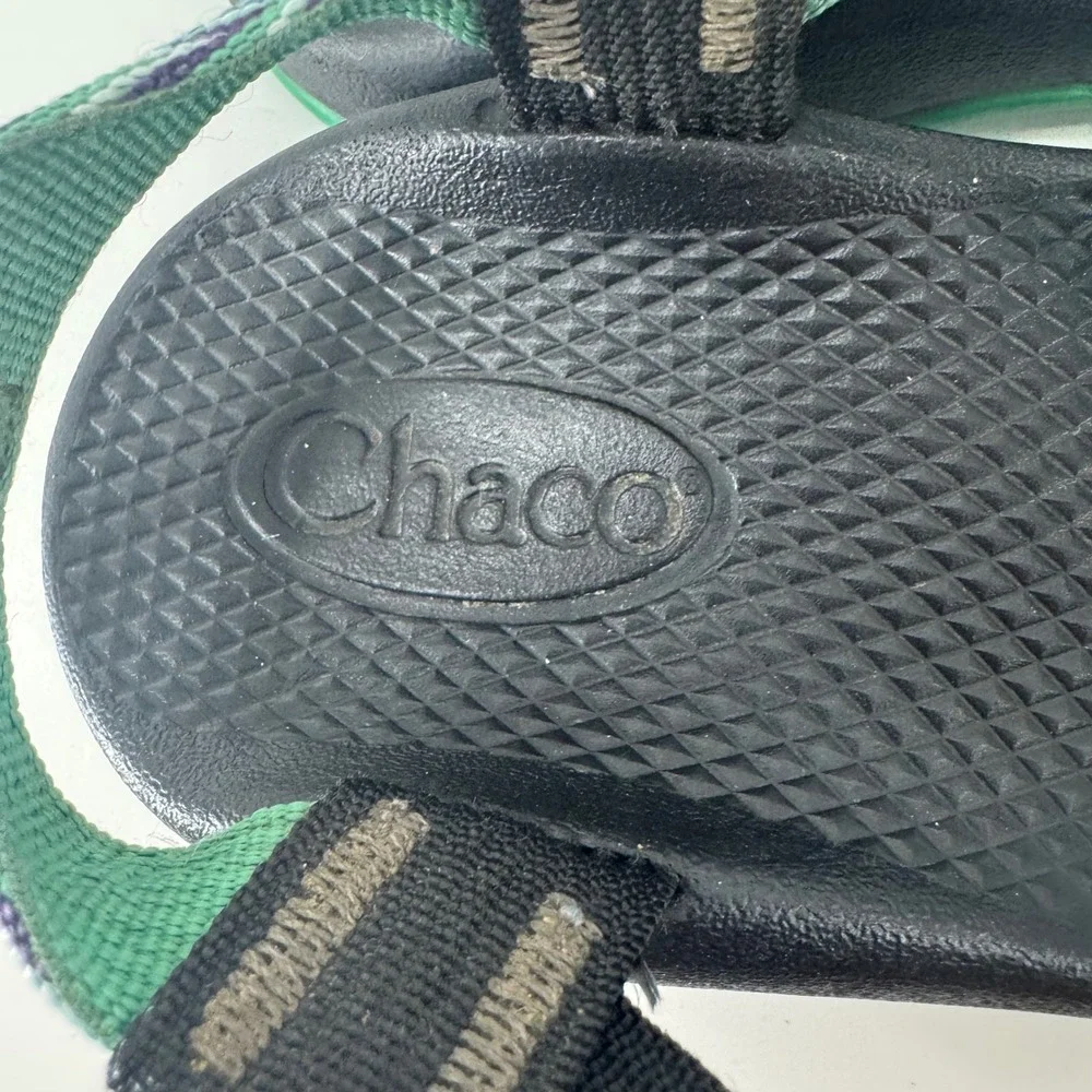 Chaco Z/Cloud 2 Kids Size 4 Sport Sandals Black Green Braided Straps Toe Loop